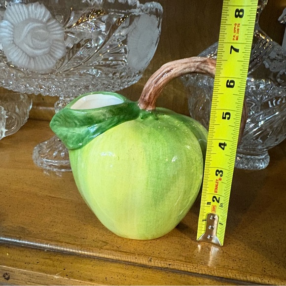 Vintage Italian Capodimonte Handmade Hand Painted Ceramic Green Apple Pitcher - Picture 9 of 11